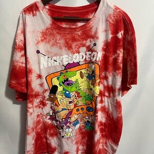 Nickelodeon Red and White Tie-Dye T-Shirt